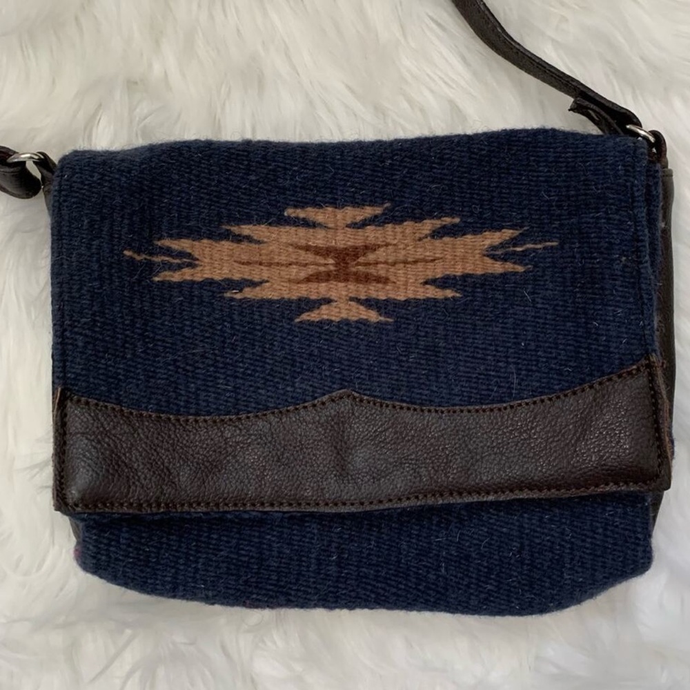 Navy and Brown Crossbody Bag